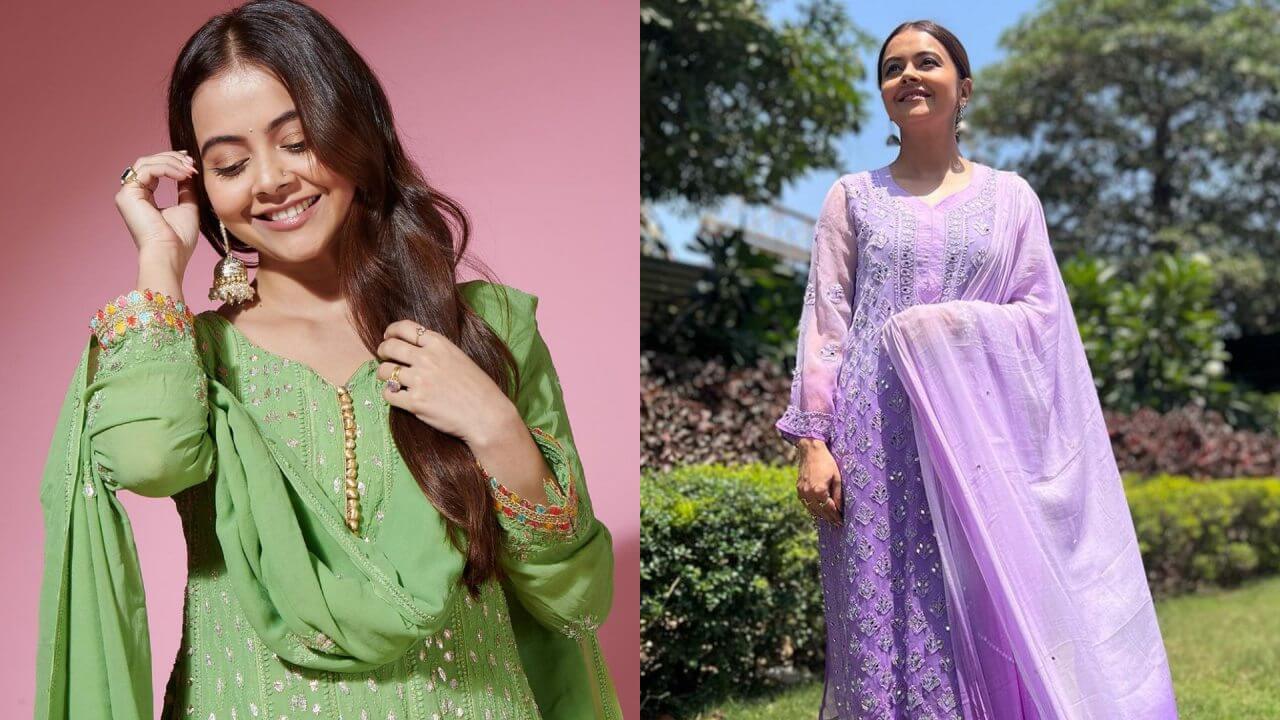देवोलीना भट्टाचार्जी ग्रीन और पर्पल सलवार सूट में दिखी बेहद खूबसूरत, फैंस ने किया पसंद