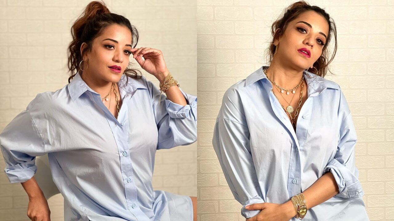 मोनालिसा के हॉटेनेस के शिकार हुए फैंस, हॉट शर्ट ड्रेस में अभिनेत्री ने ढाया कहर