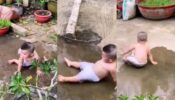 लगातार पानी में गिरकर बच्चे ने लोगों के चेहरों पर लाई मुस्कान, देखें वायरल वीडियो