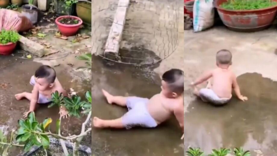 लगातार पानी में गिरकर बच्चे ने लोगों के चेहरों पर लाई मुस्कान, देखें वायरल वीडियो