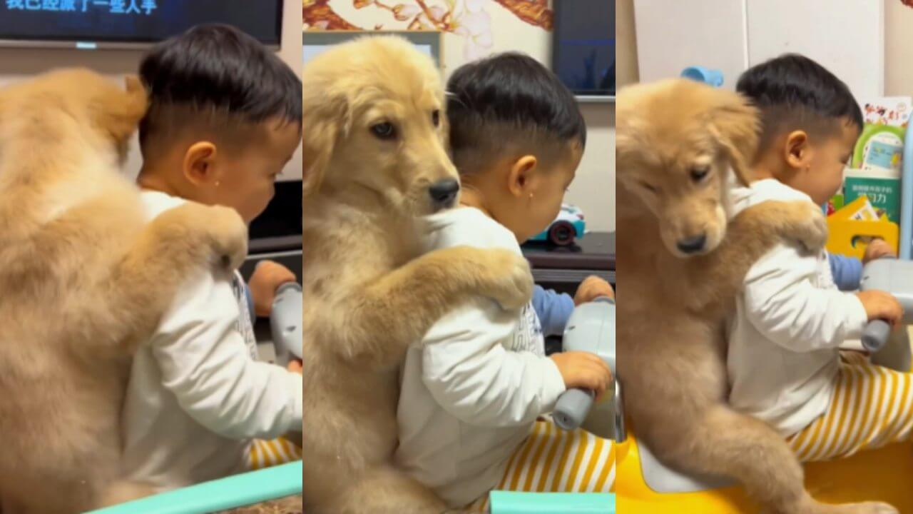 Dog-child friendship brings back memories of "Yaara Teri Yaari Ko" scene, watch adorable viral video 6634