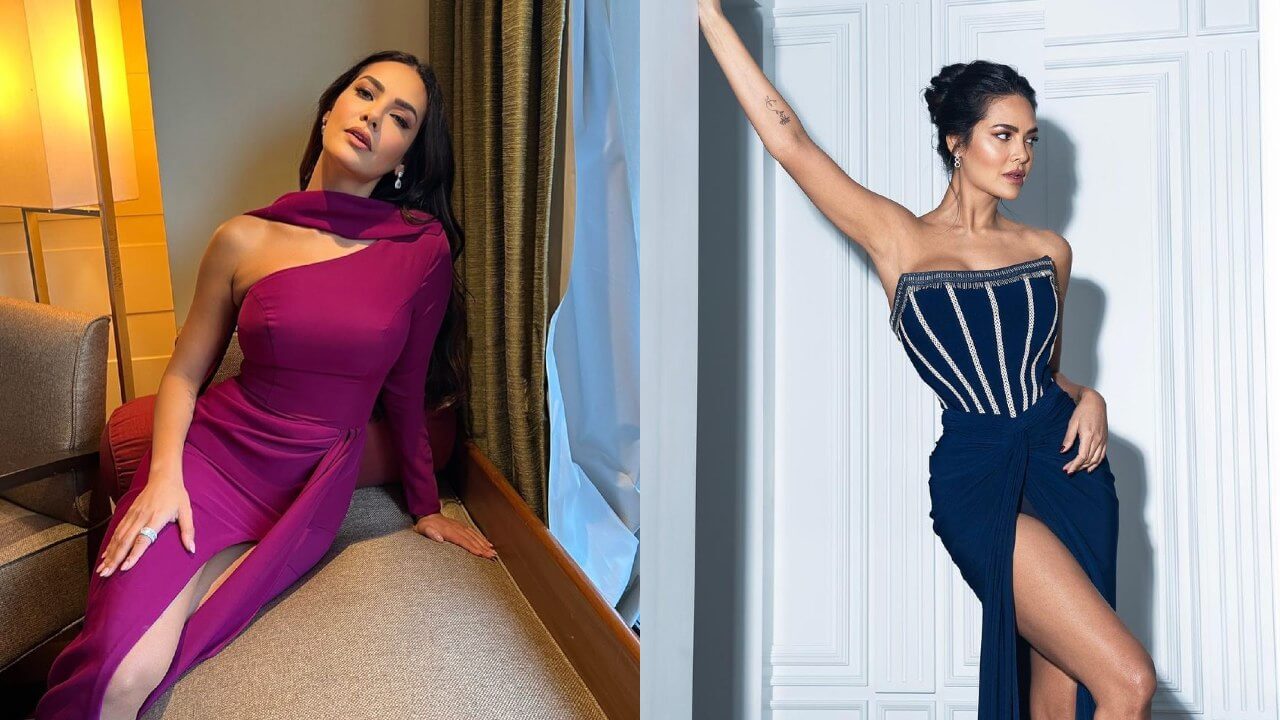 ईशा गुप्ता ने अपने फ्रंट स्लिट आउटफिट में अपने लुक को किया फ्लॉन्ट