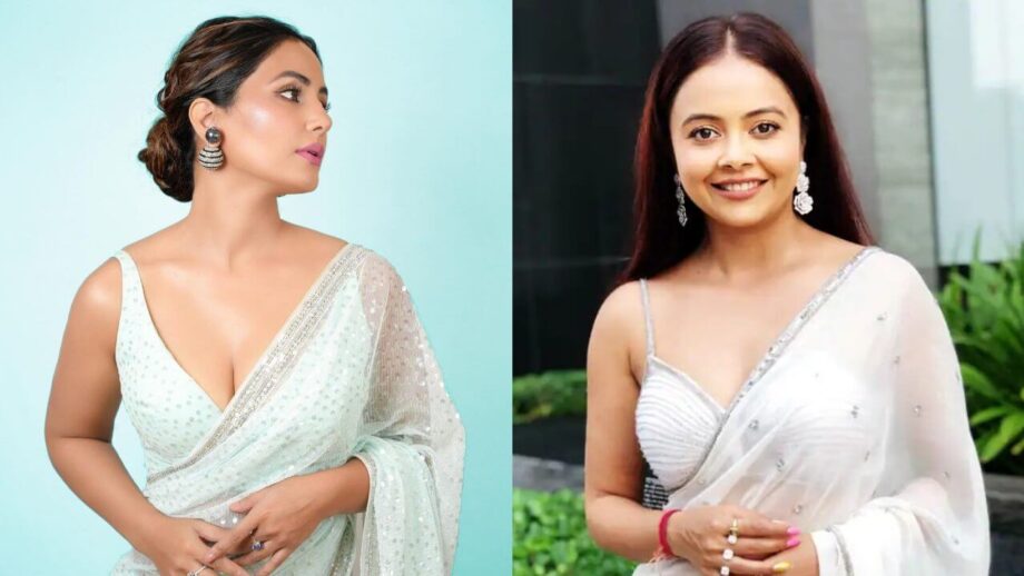 हिना खान और देवोलीना भट्टाचार्जी ने व्हाइट साड़ी में दिखाया अपना खूबसूरत लुक