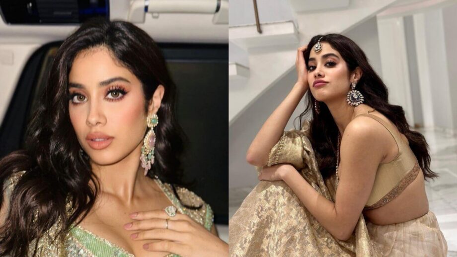 लहंगे में खुलें बालों के साथ सभी के दिलों की धड़कनें बढ़ा रही है जान्हवी कपूर