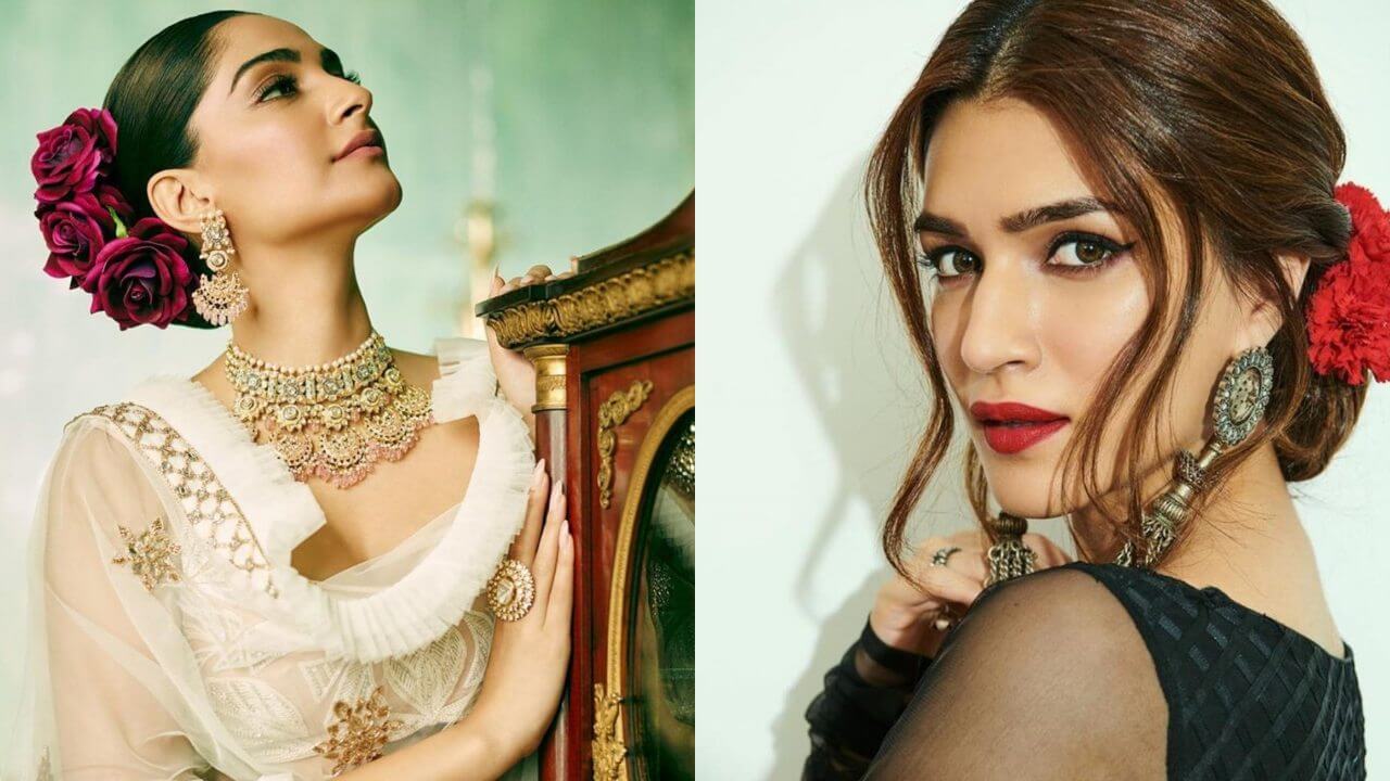 सोनम कपूर या कृति सेनन: किसके बालों में सबसे ज्यादा स्टाइलिश लग रहा है गुलाबी जूड़ा?