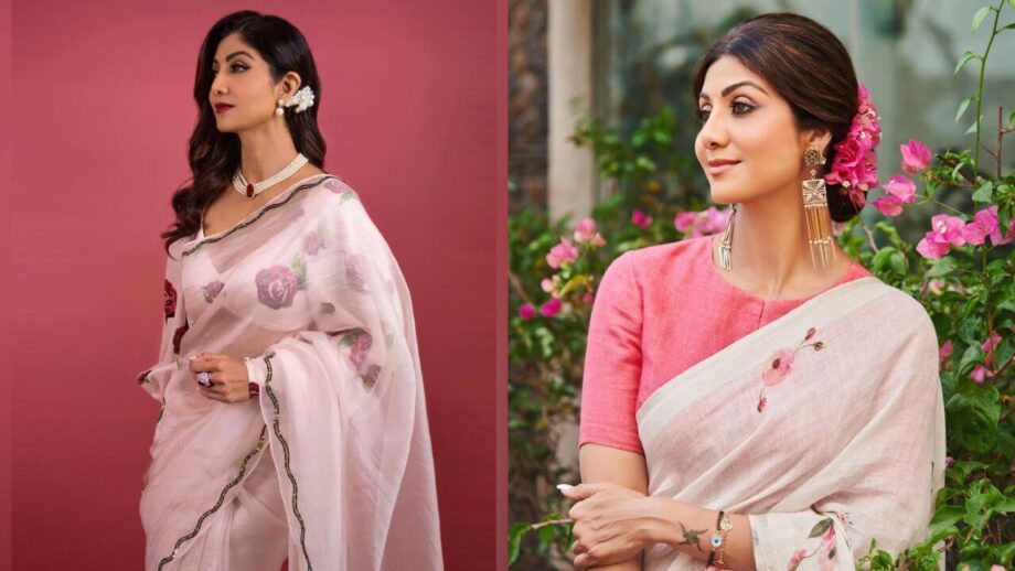शिल्पा शेट्टी ने सफेद साड़ियों में चलाया हुस्न का जादू, देखें तस्वीरें