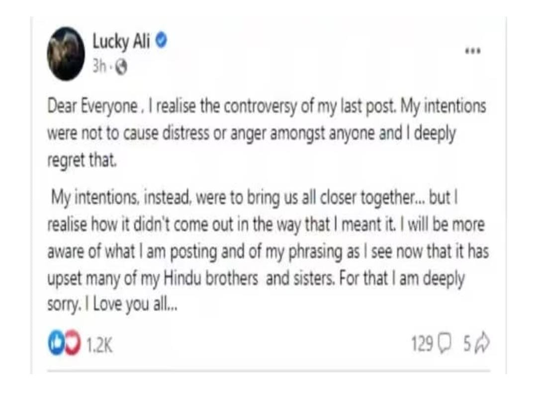 Singer Lucky Ali stuck on 'Brahmin' controversy, apologizes through post 10827