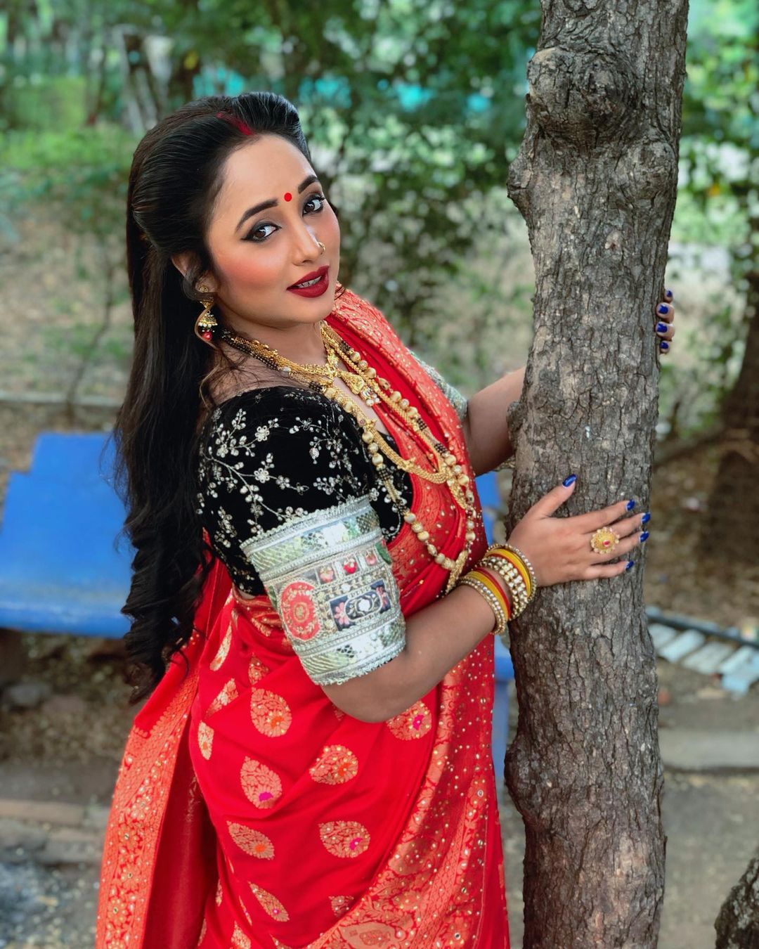 The queen of Bhojpuri cinema is fond of colorful sarees 12277