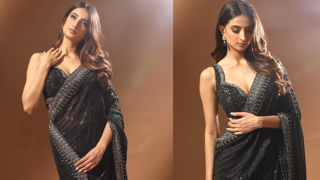 ग्लिटरी साड़ी में पलक तिवारी ने ढाया कहर