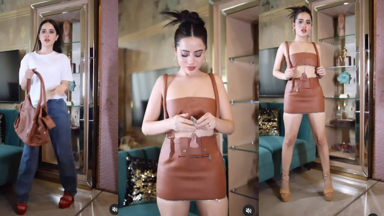 उर्फी जावेद ने पेश की फ़ैशन की अलग झलक, हैंड बैग से बने ड्रेस को किया स्टाइल