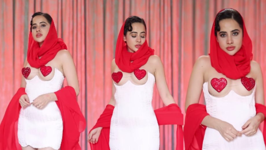 फिर बोल्ड लुक में दिखीं उर्फी जावेद, दो दिलों से कवर किया तन‌