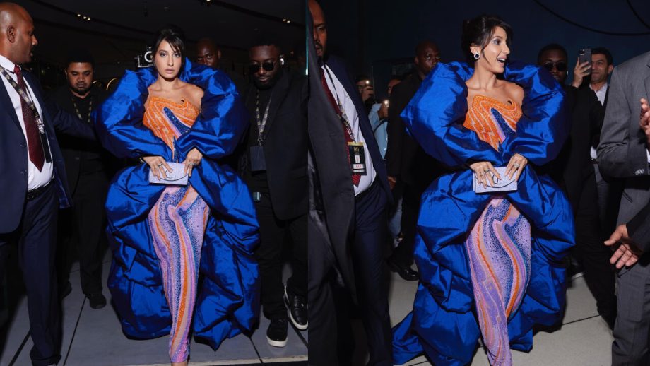 हसीन मुस्कान और मल्टीकलर गाउन से नोरा फतेही ने चुराया दिल‌