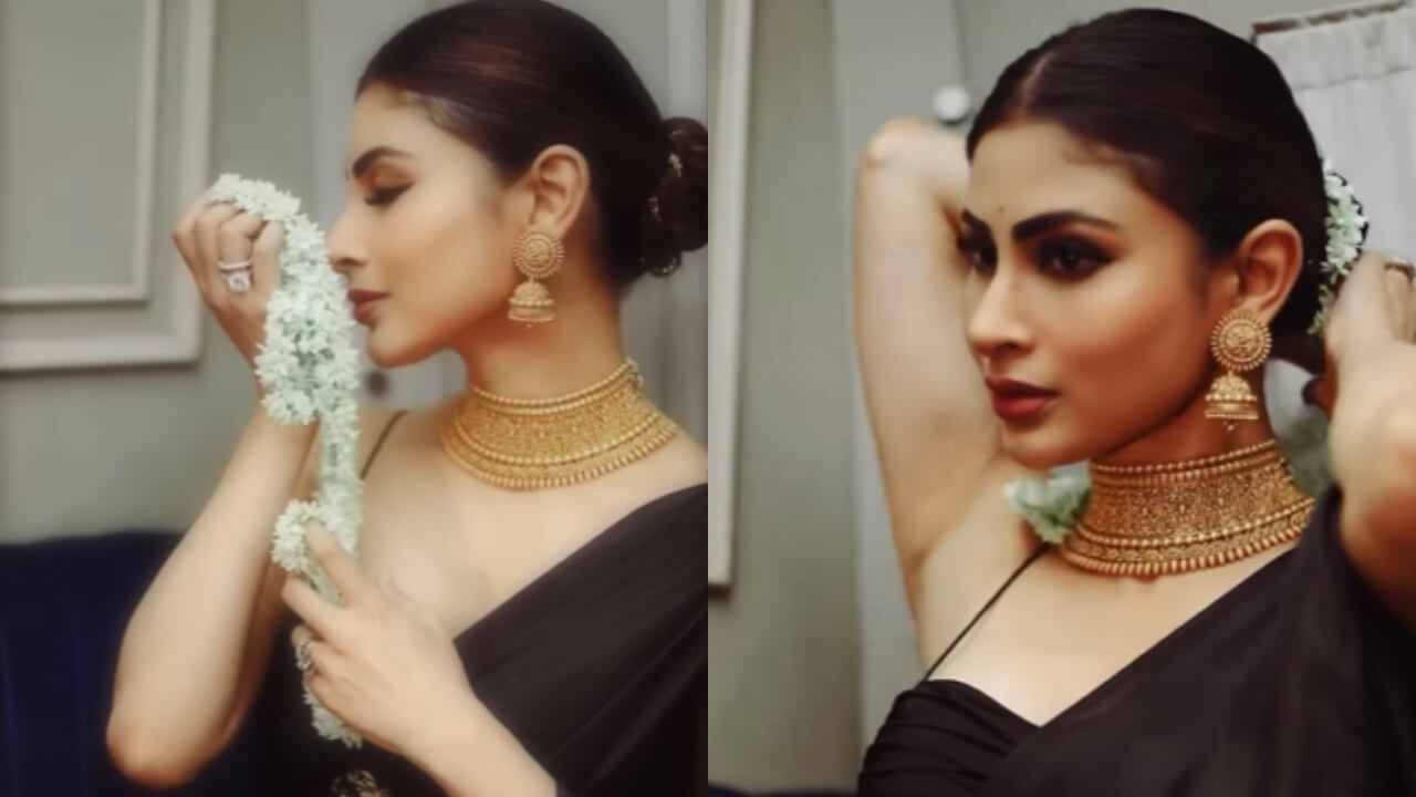 बालों में गजरा और बदन पर काली साड़ी सजाकर कहर ढाती दिखीं मौनी रॉय, फैंस के सर चढ़ी दीवानगी