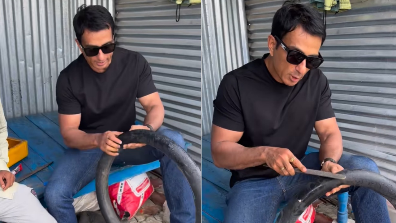 सोनू सूद ने की गरीब की मदद, पंचर बनाकर किया प्रेरित