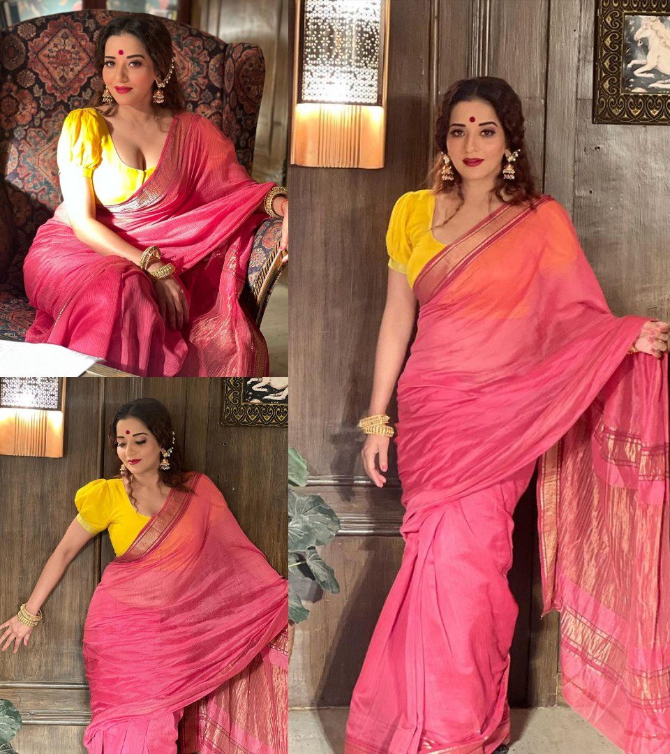 स्टाइलिश ब्लाउज में बेहद बोल्ड लग रही मोनालिसा, हुस्न और अदाओं पर मर मिटे फैंस 34045