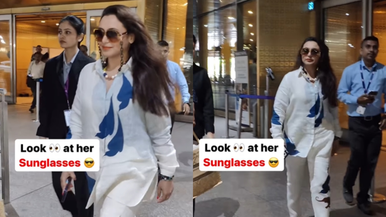 रानी मुखर्जी का एयरपोर्ट लुक है सबसे निराला, चश्मे पर टिकी सभी की निगाहें
