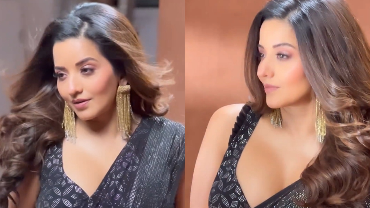 मोनालिसा के हुस्न के जाल में फंसे यूजर्स, काली साड़ी में दिखा ग्लैमर