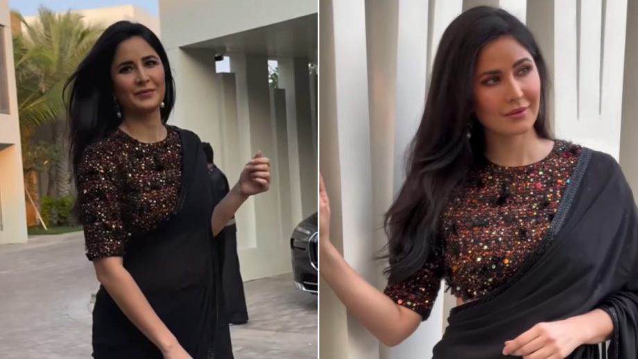 काली साड़ी के साथ ग्लिटरी ब्लाउज में बिजलियां गिरा रही है कटरीना कैफ, देखे वीडियो