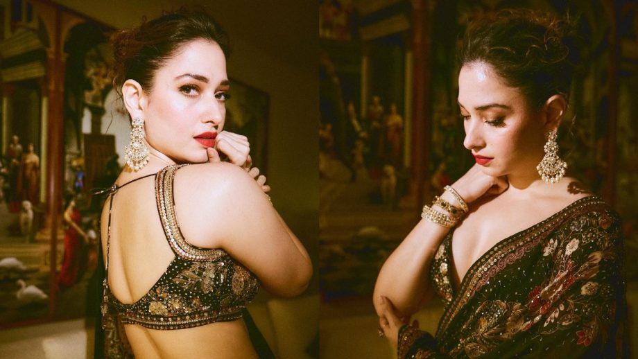 कढ़ाईदार साड़ी में तमन्ना भाटिया ने लूटी महफिल, ग्लैमरस अंदाज पर लाखो दिल हुए कुर्बान