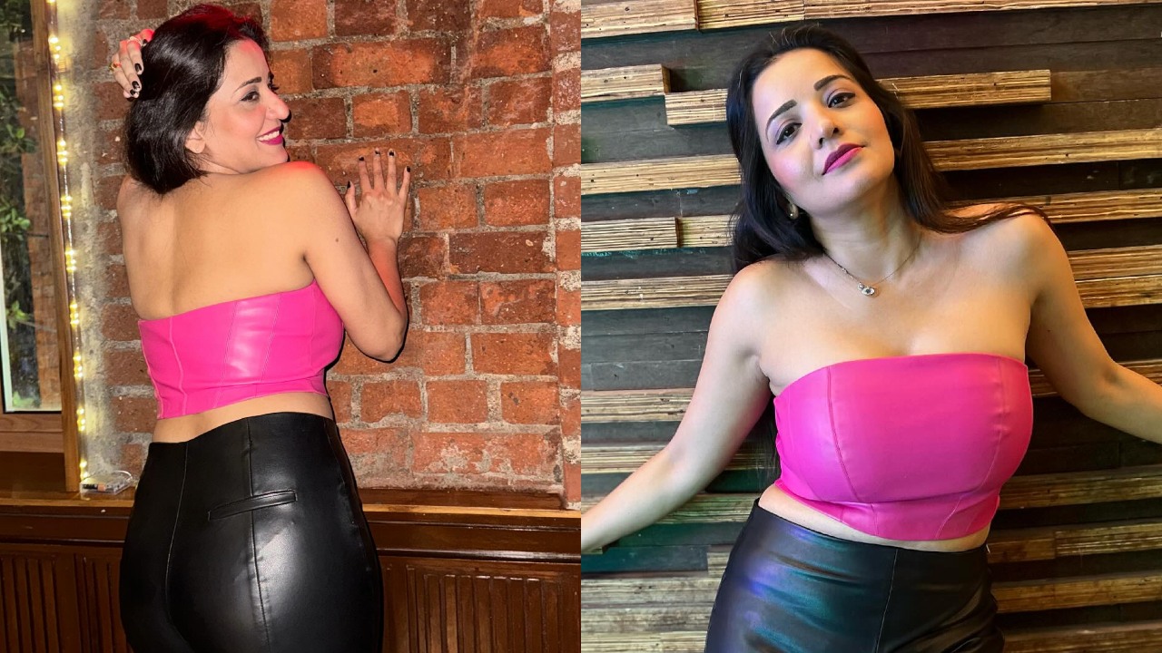 कुदरती खुबसूरती पर मोनालिसा ने स्टाइल किया गुलाबी स्ट्रैप लैस क्रॉप-टॉप और लेदर पैंट, ग्लैमरस लुक के दीवाने हुए फैंस