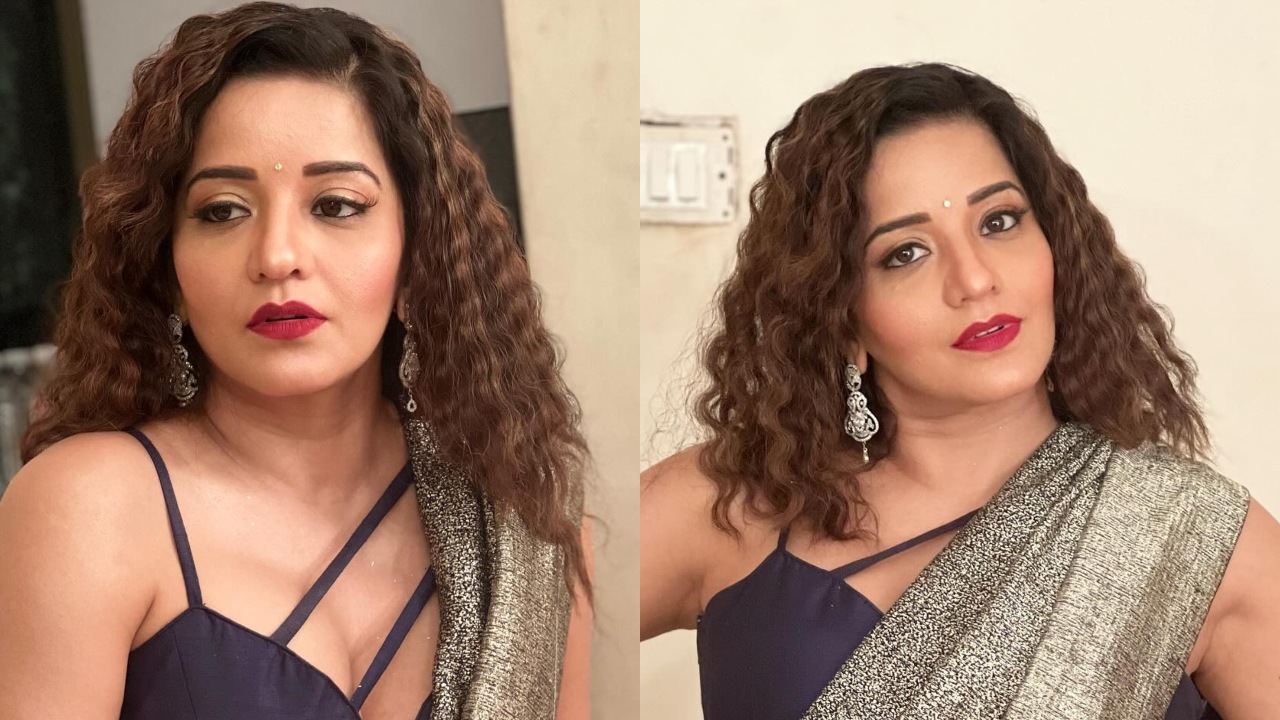 शिमरी साड़ी और लो नेकलाइन वाली ब्लाउज पहनकर मोनालिसा ने ढाया आफत