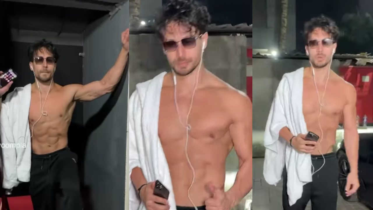 शर्टलेस होकर जिम पहुंचे टाइगर श्रॉफ, एब्स पर टिकी यूजर्स की निगाहें