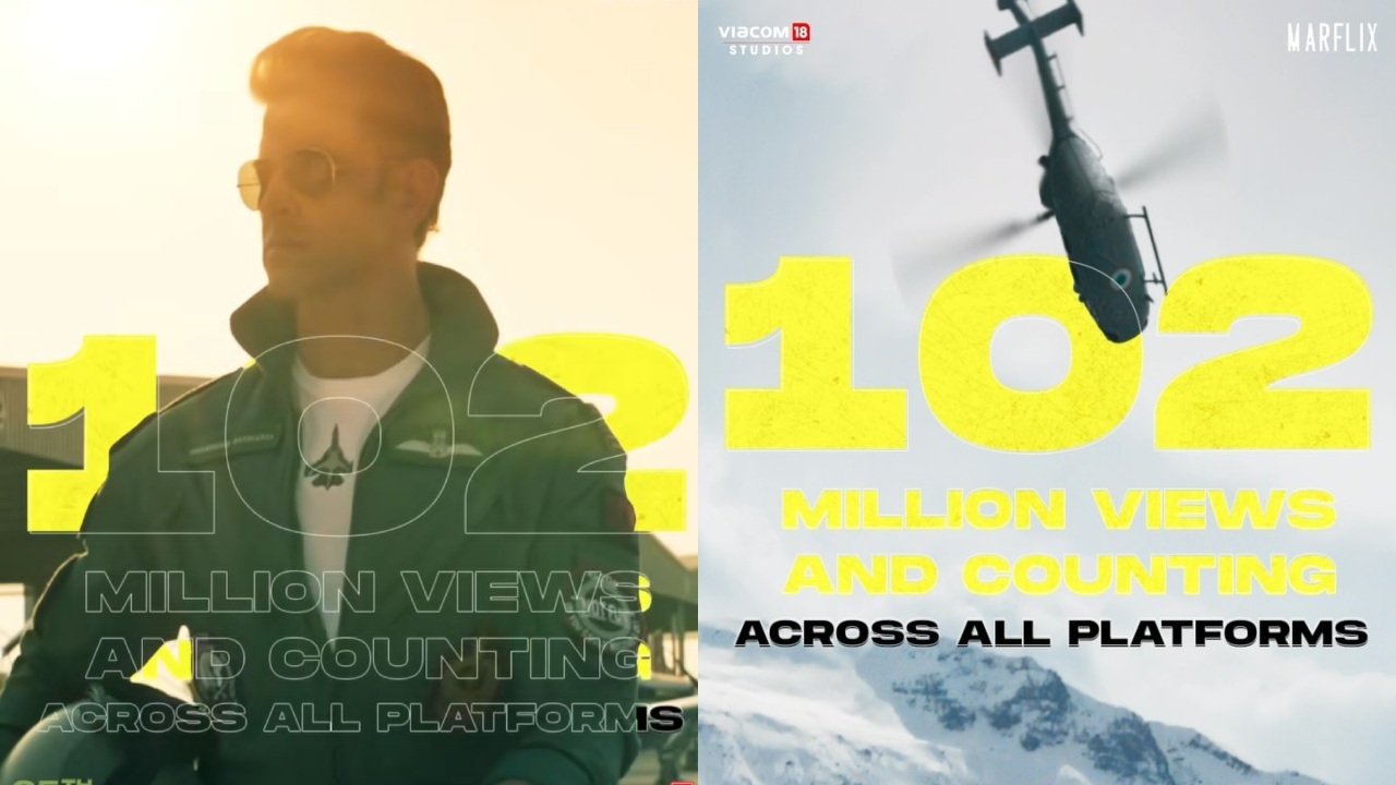 सिद्धार्थ आनंद की फिल्म फाइटर के ट्रेलर ने हासिल किया बड़ा मुकाम! सभी प्लेटफार्मों पर 102 मिलियन व्यूज प्राप्त हुए किया नंबर 1 पर ट्रेंड