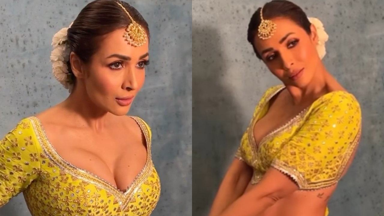 डिप नेक ब्लाउज और लहंगा पहनकर मलाइका अरोड़ा ने गिराई बिजलियां, देखे वीडियो