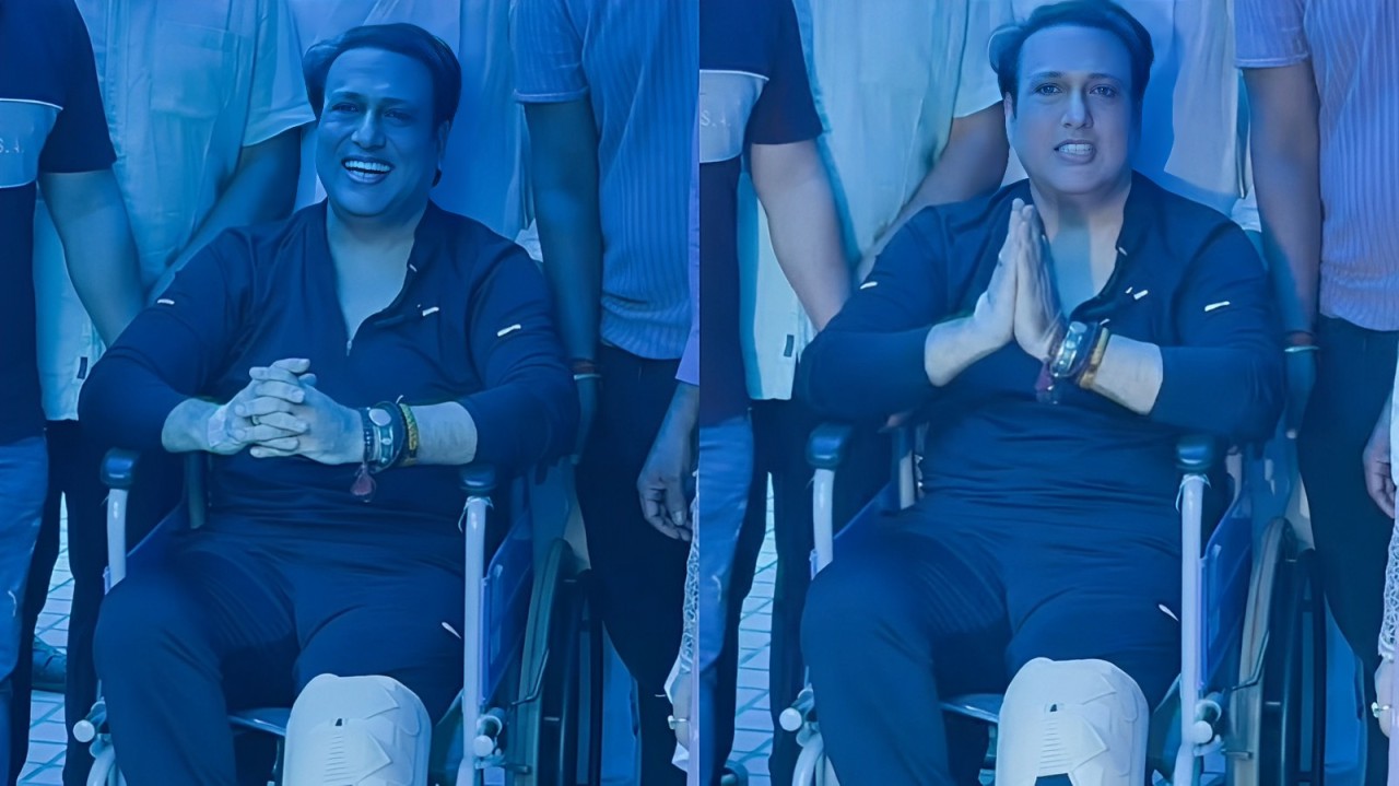 गोविंदा बाहर आते हैं और व्हीलचेयर पर बैठे अपने प्रशंसकों को संबोधित करते हैं; सभी को उनकी प्रार्थनाओं के लिए धन्यवाद