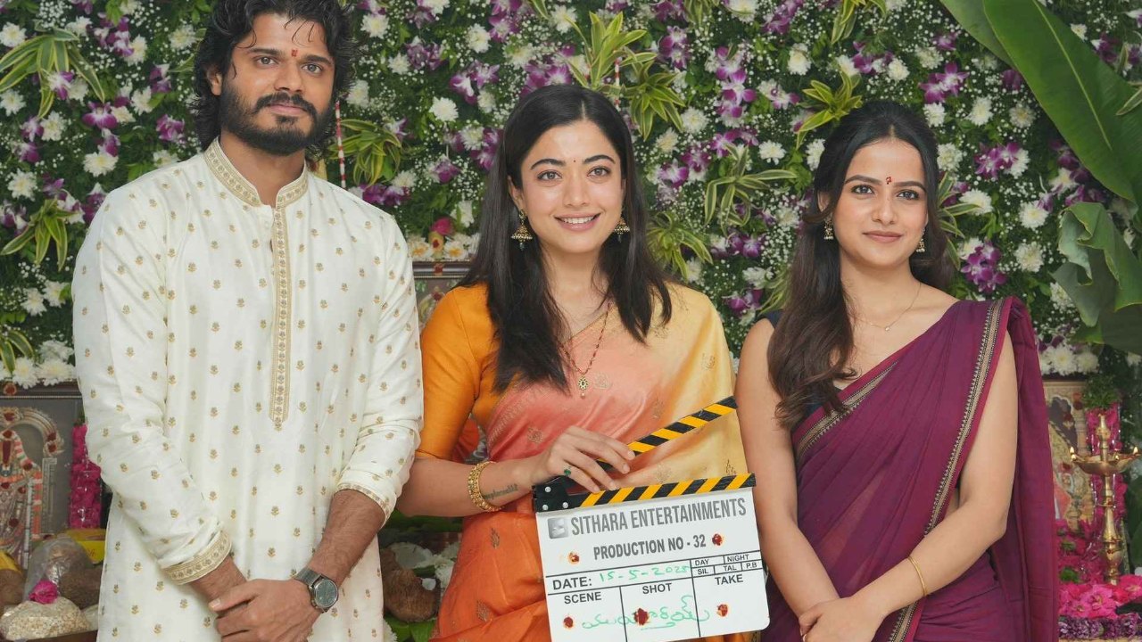 रश्मिका मंदाना विजय देवरकोंडा के भाई आनंद की नई फिल्म पूजा समारोह में शामिल हुईं