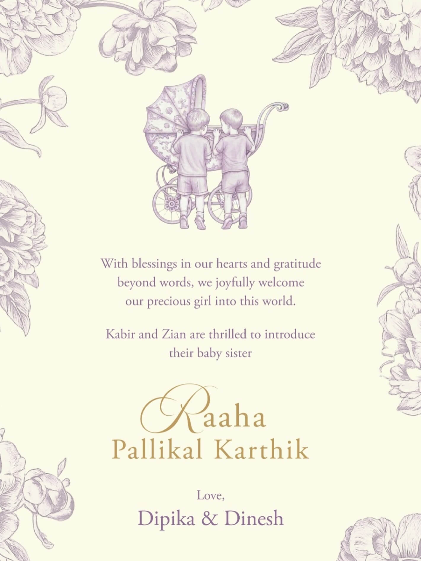 दिनेश कार्तिक और दीपिका पल्लीकल ने बेबी गर्ल राहा का स्वागत किया, तीसरे बच्चे के आगमन की घोषणा की 62773