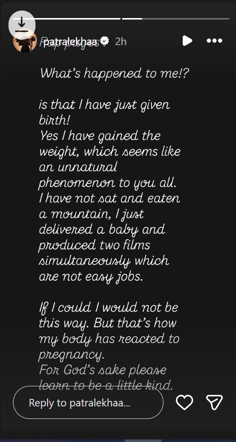 पत्रलेखा ने वजन घटाने वाली टिप्पणी पर पलटवार करते हुए कहा, "मैंने बैठकर कभी पहाड़ नहीं खाया" 63198
